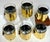 Set of Six Italian Gold-Plated/Finished Leather Horsebit Old-Fashioned Glasses, Style of Gucci, 1970s A striking and...