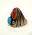 Navajo Indian Art Navajo Old Pawn Heavy Sterling Silver Turquoise Coral Native American Ring Southwest For Sale - Image 4 of 7