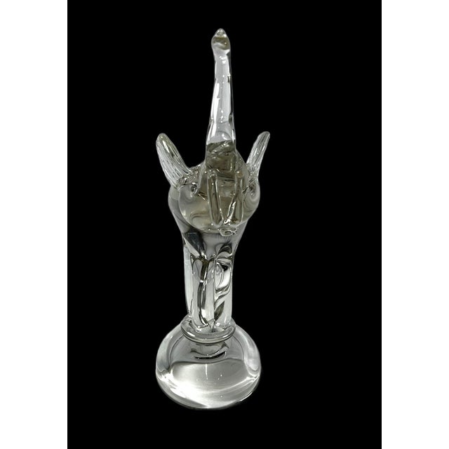 Late 20th Century Late 20th Century Clear Art Glass Elephant Sculpture With Raised Trunk Attributed to Murano For Sale - Image 5 of 13