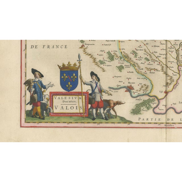 Willem Janszoon Blaeu, Map of Valois, Picardy, France, 1642, Hand Colored For Sale - Image 4 of 11
