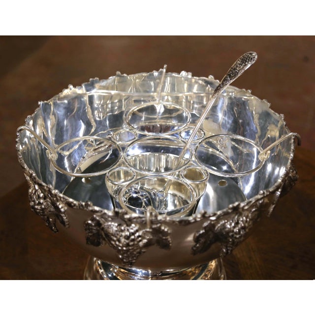 French Vintage French Silver-Plated Grape Motif Champagne Cooler and Punch Bowl For Sale - Image 3 of 10
