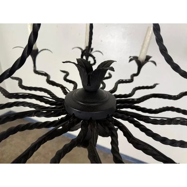 Spanish Revival Wrought Iron Twelve-Light Chandelier, Circa 1930 For Sale In Los Angeles - Image 6 of 9
