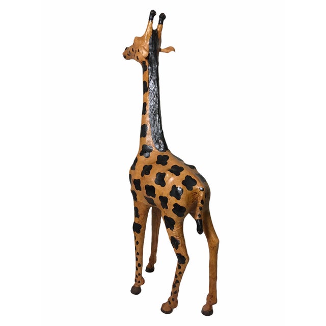 Vintage Leather-Clad Giraffe Figurine For Sale - Image 4 of 12