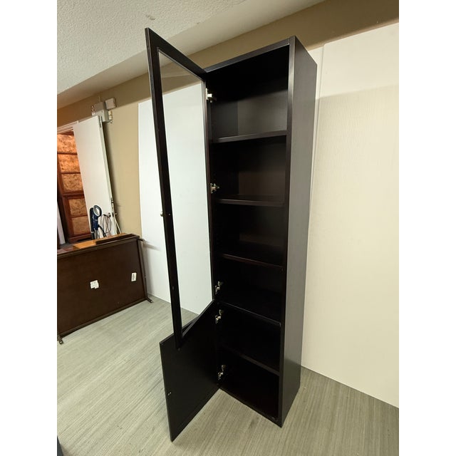 Wood Tall Wood Display Cabinet With Glass Door and Lower Storage For Sale - Image 7 of 12
