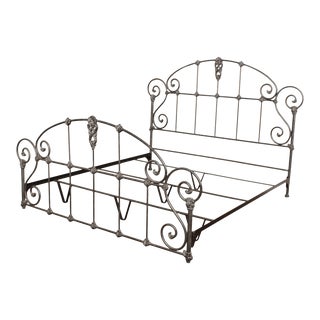 Victorian Style Cast Iron Scroll King Bed Frame For Sale