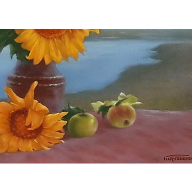 Realism Oil Painting Bouquet of Sunflowers Vasily Korkishko For Sale - Image 3 of 6