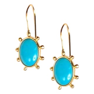 Natural Turquoise Pinwheel Earrings For Sale