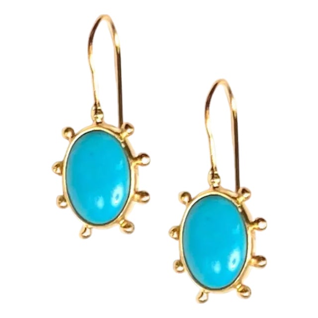 Natural Turquoise Pinwheel Earrings For Sale