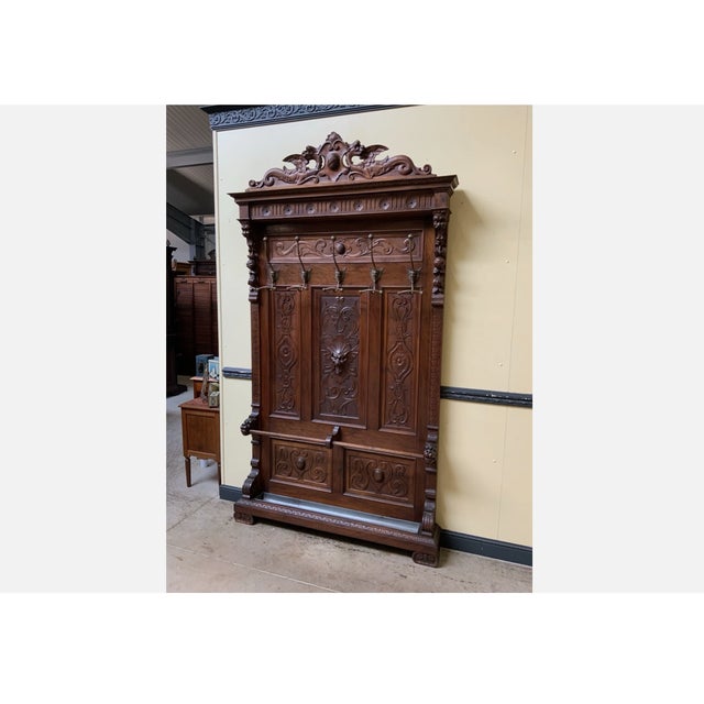 Wood Antique Neo-Renaissance Walnut Wardrobe, 1880 For Sale - Image 7 of 11