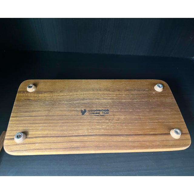 Late 20th Century Late 20th Century Teak Serving Tray with Glass Serving Bowls with Teak Lids and Spoons Designed by Good Wood- 3 Pieces For Sale - Image 5 of 7