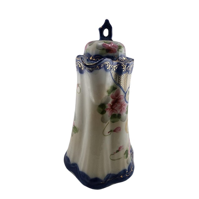 Antique Porcelain Hot Chocolate Pot With Beaded Overlay Design For Sale - Image 4 of 6