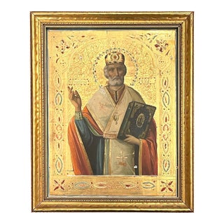 19th Century Orthodox Icon of Saint Nicholas the Wonderworker For Sale