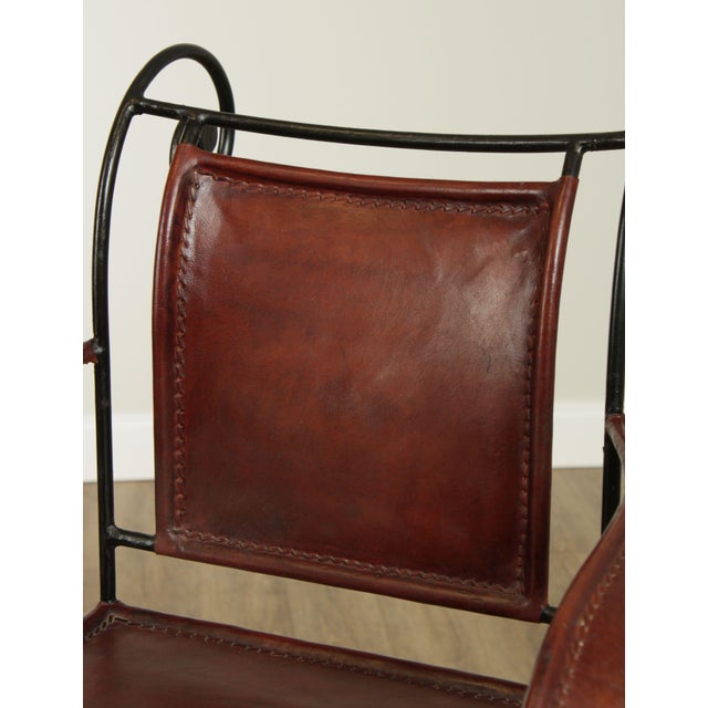William Sheppee Scollwork Iron And Leather Barstool Chairish