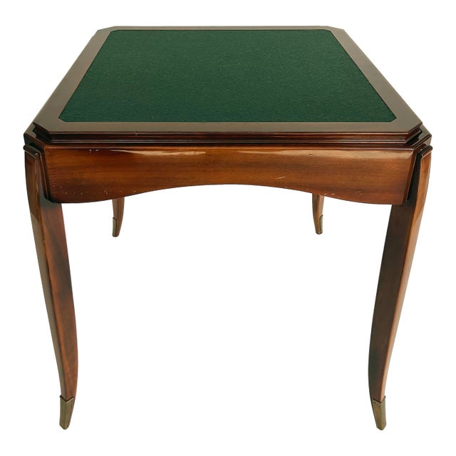 French Art Deco Flip-Top Mahogany Game Table, Porteneuve Attributed, Circa 1940s For Sale