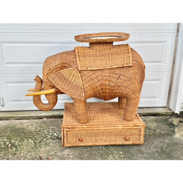 Mid 20th Century Monumental Vintage Wicker Elephant Bar For Sale - Image 5 of 12