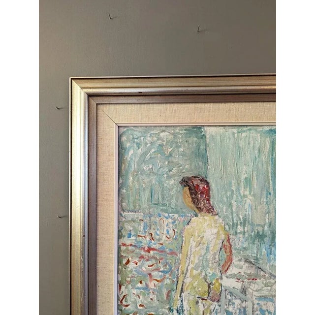 Mid-Century Modern Swedish "Unnoticed" Vintage Nude Figurative Portrait Oil Painting, Framed For Sale - Image 4 of 10