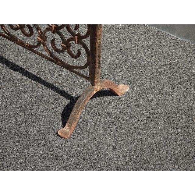 VTG French Country Black Rustic Wrought Iron Fireplace Screen W Candle Holders For Sale - Image 11 of 12