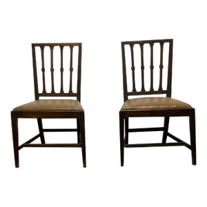 1990s Pair of Vintage Side Chairs With Leather Upholstery
