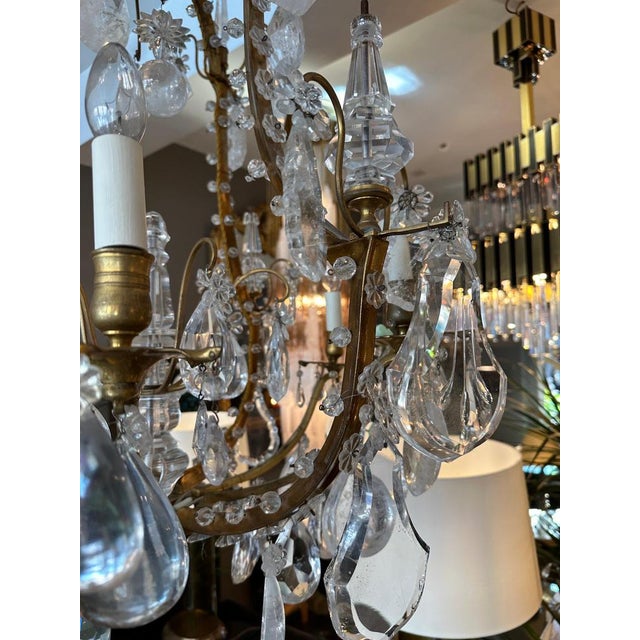 Large Antique French Rock Crystal and Gilt Bronze Chandelier For Sale - Image 8 of 18