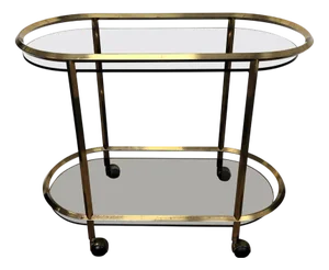 Italian Two-Tier Brass and Glass Bar Cart with Dark Glass Top by Milo Baughman, 1970s