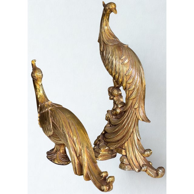 Syroco Wood Hollywood Regency Syroco Pair of Peacocks -Set of Two For Sale - Image 4 of 12