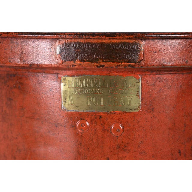 Mid 19th Century French Persimmon Painted Metal Wine Making Barrel For Sale - Image 11 of 13