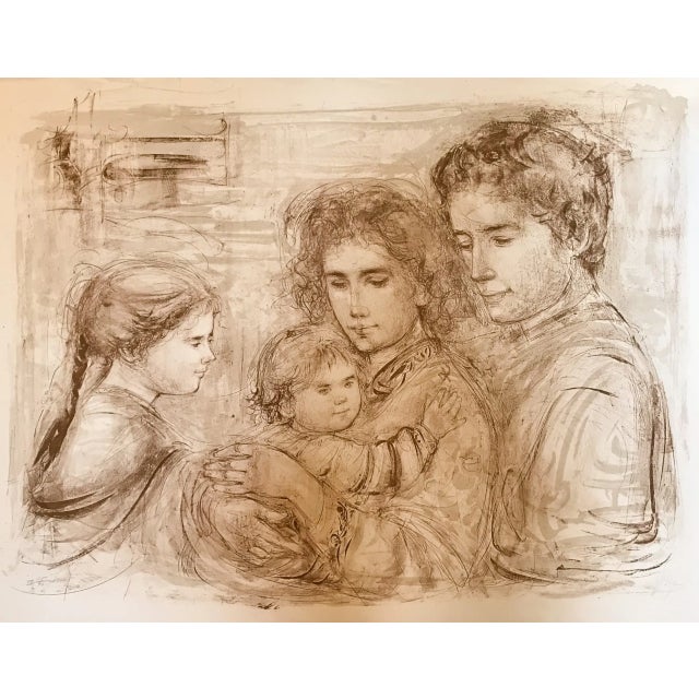 Artist: Edna Hibel Country: USA Title: The family Medium: Original Lithograph Marks: Signed in pencil and numbered IV 36 /...
