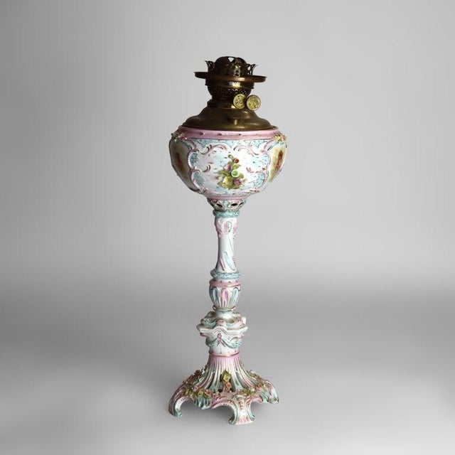 Late 19th Century 1890 Duplex Louis XV Meissen School Porcelain Oil Lamp Base With Cherubs For Sale - Image 5 of 13