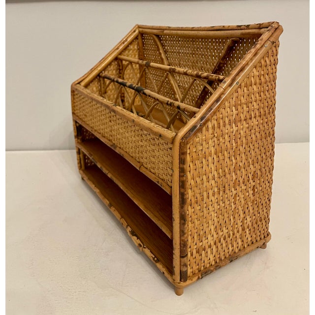 Vintage Bamboo and Rattan Letter Holder Desk Organizer For Sale In New York - Image 6 of 8