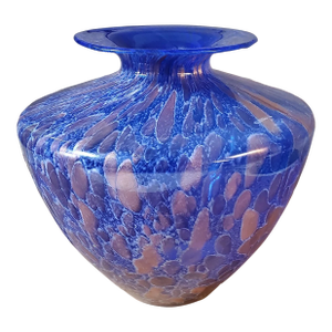 Vintage Azzurro Italy Hand Blown Italian Art Glass Vase