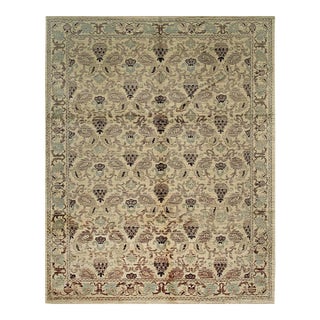 8x10 Ivory Hand-Knotted Wool Floral Drop Repeat Classic Traditional Carpet Rug For Sale