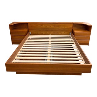 Mobican Teak Queen Bedframe W/ Nightstands For Sale