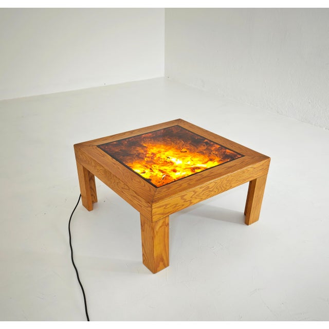 Mid-Century Modern Backlit Wood and Acrylic Glass Coffee Table, Italy, 1970s For Sale - Image 4 of 16