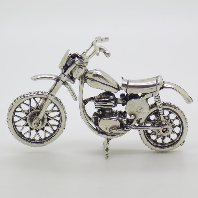 Vintage Italian Silver 800 Motorcycle Figurine, 1980s For Sale - Image 11 of 11