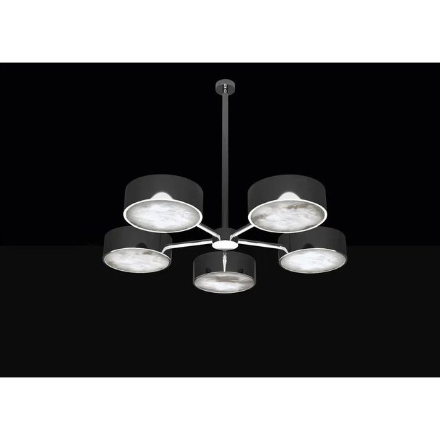 Chaos shiny silver metal chandelier by alabastro italiano dimensions: d 97 x w 100 x h 84.5 cm. Materials: white alabaster...