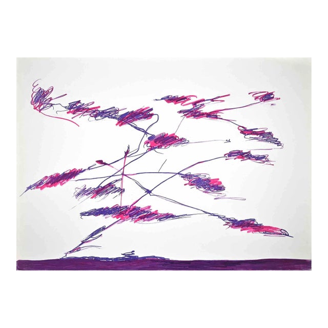 Giulio Turcato, Abstract Violet Composition, Original Screenprint, 1976 For Sale