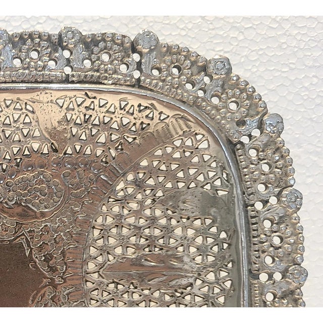 Rococo Antique Early 20th Century Pierced Footed Silver Plate Dish For Sale - Image 3 of 8