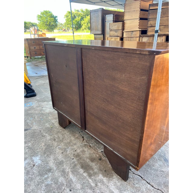 French Art Deco 1930's Solid Walnut Commode / Chest of Drawers For Sale - Image 11 of 12