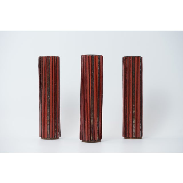 1960s Mid-Century Modern Pottery Mosaik Red Vases from Ritter, 1960s, Set of 3 For Sale - Image 5 of 16