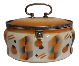 Antique German Art Deco Oval Lidded Cookie Jar, 1920s