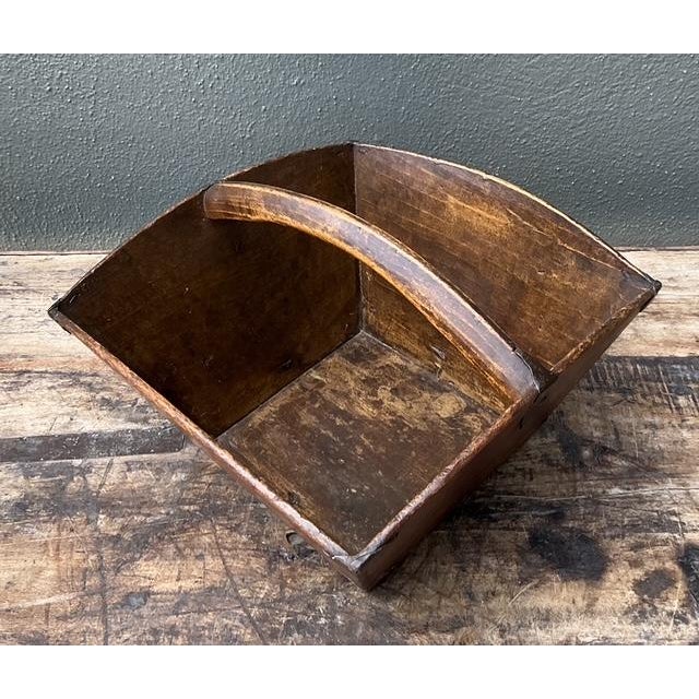 This antique primitive hand-made wooden basket is a soulful example of early utilitarian craft. Constructed with sturdy...
