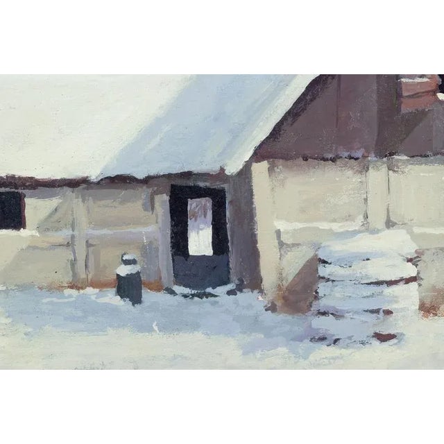 Modern Roald Hansen, Winter Scene with Farm, 1970s, Oil on Canvas For Sale - Image 3 of 7