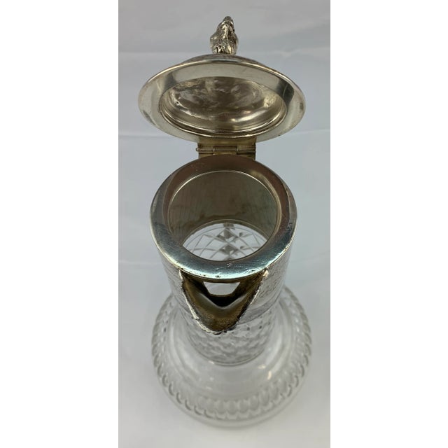 1950s Silverplate Etched Crystal Water Pitcher For Sale In Los Angeles - Image 6 of 10