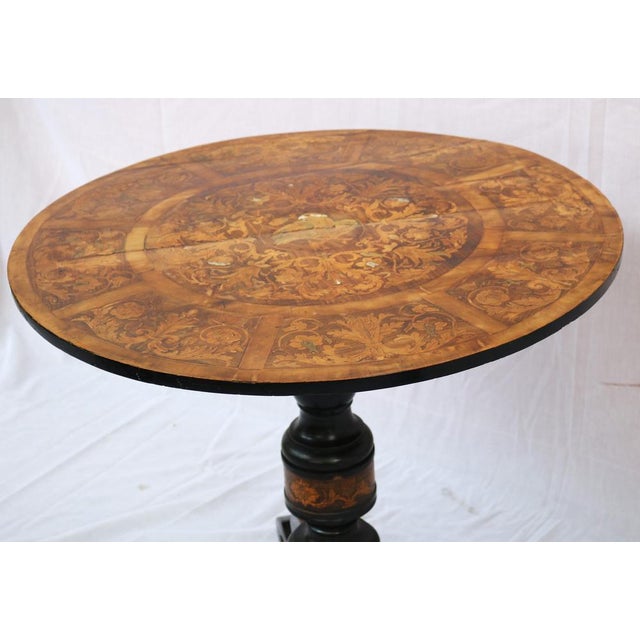 19th Century Dutch Round Inlaid Folding Table For Sale - Image 3 of 12