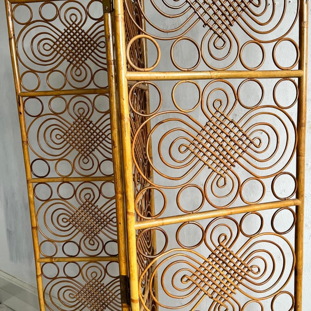 Vintage Brown Bamboo Screen For Sale - Image 4 of 11