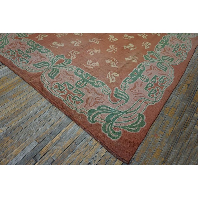 1930s Salmon Irish Donegal Arts & Crafts Rug 10' X 17' Handknotted Wool Carpet For Sale - Image 11 of 13