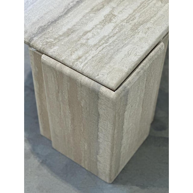 Stone Italian Sculptural Eye-Shaped Coffee Table in Travertine, 1980s For Sale - Image 7 of 13