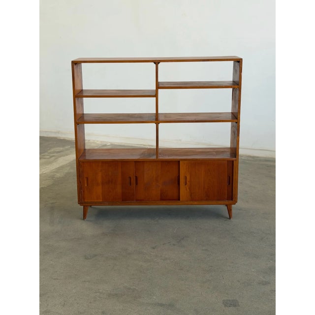 Wood 1960s Aged Pine Compact Shelving For Sale - Image 7 of 18