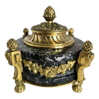 19th Century French Gilded Ormolu Inkwell Stand, 1880 For Sale