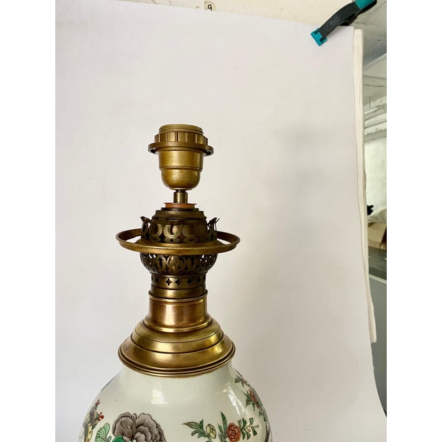 19th Century Brass Mount Famille Rose Chinese Table Lamp For Sale - Image 5 of 10